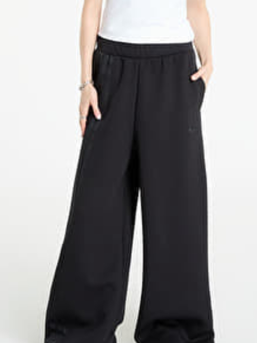 Adidas Off-Placed 3 Stripe Wide-Leg Black on Black Pants, New! Sz XS - Picture 4 of 14